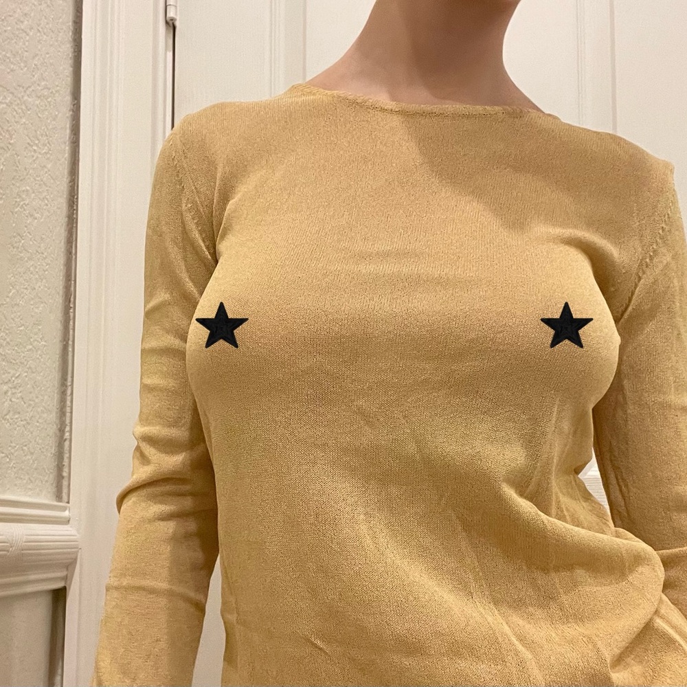 Zara mesh yellow long sleeve top